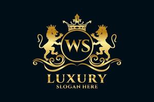 modèle initial de logo ws lettre lion royal luxe dans l'art vectoriel pour les projets de marque luxueux et autres illustrations vectorielles.