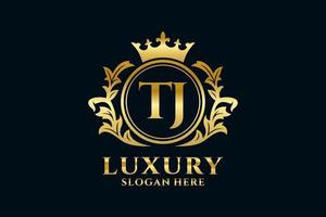 modèle initial de logo de luxe royal de lettre tj dans l'art vectoriel pour des projets de marque luxueux et d'autres illustrations vectorielles.