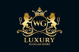 modèle initial de logo de luxe wg lettre lion royal dans l'art vectoriel pour les projets de marque de luxe et autres illustrations vectorielles.