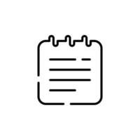 notes, bloc-notes, bloc-notes, mémo, journal intime, modèle de logo d'illustration vectorielle d'icône de ligne pointillée de papier. adapté à de nombreuses fins. vecteur