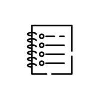 notes, bloc-notes, bloc-notes, mémo, journal intime, modèle de logo d'illustration vectorielle d'icône de ligne pointillée de papier. adapté à de nombreuses fins. vecteur