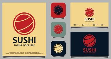 modèle de conception de logo de sushi japonais oriental vecteur