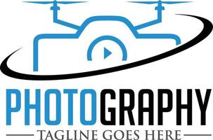 création de logo de photographie avec concept de drone vecteur