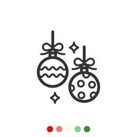 icône d'ornement de boules de Noël, vecteur et illustration.