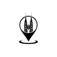 symbole d'icône d'emplacement de cathédrale pour le pictogramme, le signe, le site Web, l'application ou l'élément de conception graphique. illustration vectorielle vecteur