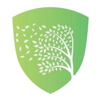 création de logo d'arbre avec des éléments de modèle d'icône de feuilles affaires de l'entreprise. vent soufflant à travers les feuilles. problèmes de nature ou d'environnement ou concept écologique vecteur