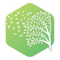 création de logo d'arbre avec des éléments de modèle d'icône de feuilles affaires de l'entreprise. vent soufflant à travers les feuilles. problèmes de nature ou d'environnement ou concept écologique vecteur