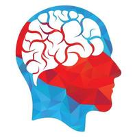 tête avec conception d'illustration vectorielle de cerveau. icône de vecteur de tête et de cerveau humain. notion d'esprit.