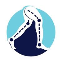 conception de modèle de logo de jambe prothétique. conception de vecteur de clinique orthopédique et de physiothérapie.