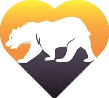 ours coeur forme concept logo icône conçoit vecteur. conception de concept de modèle de vecteur d'ours.