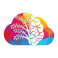 création de logo d'arbre de nuage de cerveau moderne. pensez à une idée de cerveau coloré. vecteur