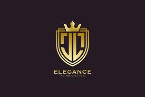 logo monogramme de luxe élégant initial jl ou modèle de badge avec volutes et couronne royale - parfait pour les projets de marque de luxe vecteur