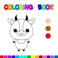 livre de coloriage avec une vache. page de coloriage pour les enfants. jeux éducatifs pour les enfants d'âge préscolaire. feuille de travail vecteur