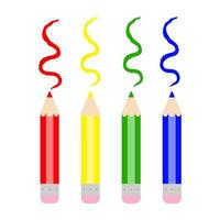 un ensemble de crayons de couleur. style plat. crayons isolé sur fond blanc vecteur