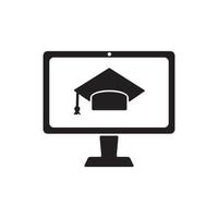 vecteur d'icône de graduation en ligne. diplôme en ligne, école en ligne, apprentissage en ligne
