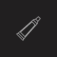 eps10 icône d'art de ligne abstraite de dentifrice vecteur blanc isolé sur fond noir. symbole de contour de tube de crème dans un style moderne simple et plat pour la conception de votre site Web, votre logo et votre application mobile