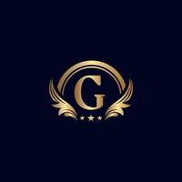 lettre de luxe g logo étoile d'or royale vecteur