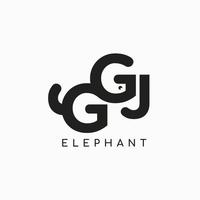 le logo créatif de la lettre initiale forme une icône d'éléphant vecteur