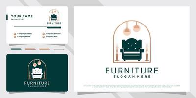 inspiration de conception de logo de meubles minimalistes pour la propriété commerciale avec modèle de carte de visite. vecteur