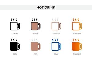 icône de boisson chaude dans un style différent. icônes vectorielles de boisson chaude conçues dans le style contour, solide, coloré, rempli, dégradé et plat. symbole, illustration de logo. illustration vectorielle vecteur