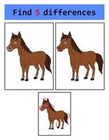 trouver 5 différences cheval vecteur