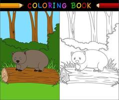 illustration vectorielle de livre de coloriage wombat dessin animé vecteur