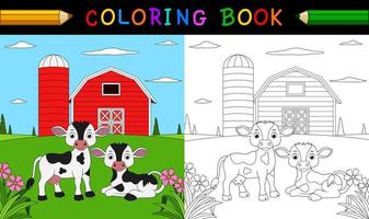 livre de coloriage vache dessin animé vecteur