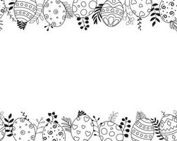 doodle d'oeufs de pâques set collection sur fond blanc vecteur