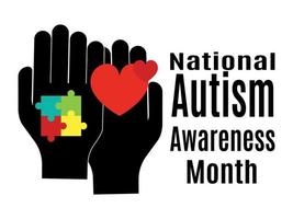 mois national de sensibilisation à l'autisme, idée d'affiche horizontale, bannière, dépliant ou carte postale sur un thème médical vecteur