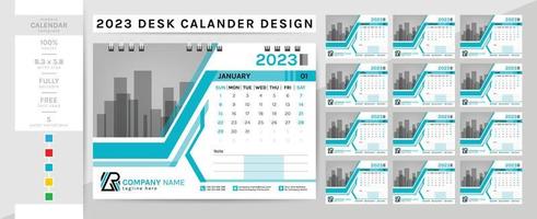 calendrier de bureau élégant créatif et modèle de journal de planification pour l'année 2023. vecteur