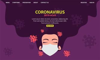 coronavirus. covid19. visage de femme portant un masque vecteur