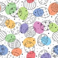 doodle d'oeufs de pâques set collection avec des ornements et des oeufs colorés sur fond blanc vecteur