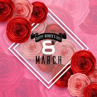 journée internationale de la femme heureuse avec cadre carré et roses sur fond de fleurs vecteur