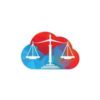 création de logo cloud et échelle de la justice. symbole de cabinet d'avocats, d'avocat ou de cabinet d'avocats. vecteur