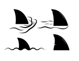 ensemble d'illustration d'icône logo aileron de requin vecteur