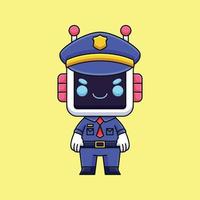 mignon police robot dessin animé doodle dessinés à la main concept vecteur kawaii icône illustration