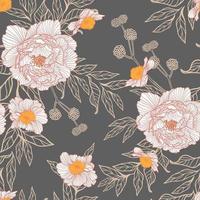 modèle sans couture de fleurs de peonie vecteur