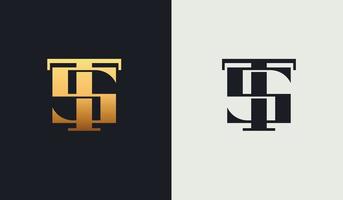 modèle initial de logo monogramme ts st ts. logo d'icône de lettre initiale vecteur