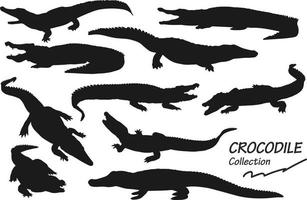 collection de silhouettes de crocodiles vecteur