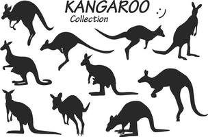 collection de silhouettes de kangourou vecteur