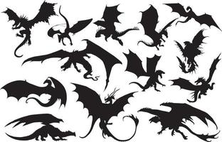 ensemble de silhouettes de dragons vecteur