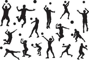 jeu de silhouettes de volley-ball vecteur