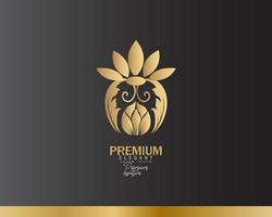vecteur de forme d'icône de logo d'ananas géométrique doré abstrait, dans l'illustration de conception de style de luxe minimal à la mode