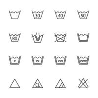 ensemble d'icône de ligne pour les symboles de nettoyage du linge vecteur