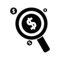 icône de recherche noire adaptée à votre activité financière vecteur