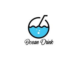 illustration de logo de boisson fraîche avec concept d'océan vecteur