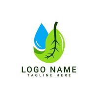 création de logo simple feuille et goutte d'eau vecteur