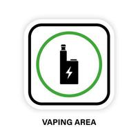 icône de silhouette de glyphe de lieu de zone de vape. panneau de zone de cigarette électrique vaping. fumer le pictogramme vert de la zone de cigarette électronique. la salle d'e-cigarette pour fumer en toute sécurité permet le symbole. illustration vectorielle isolée. vecteur