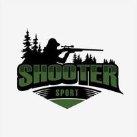 modèle de logo de tir avec la silhouette d'une personne tirant avec un fusil de sniper, idéal pour les logos d'entreprise, les conceptions de t-shirts, les clubs de tir, les clubs de chasse