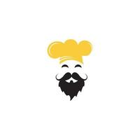 création de logo vectoriel de chef cuisinier. chef cuisinier avec logo vectoriel moustache et barbe.